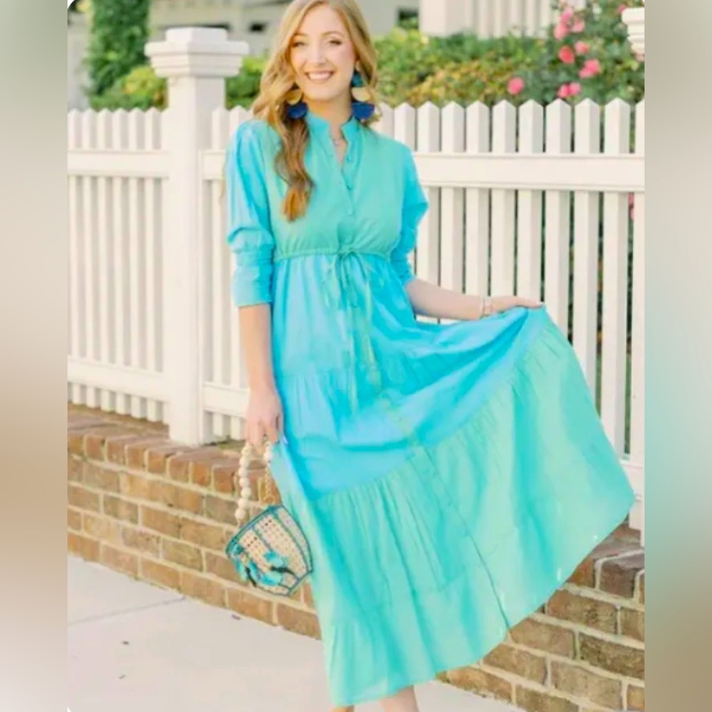 Victoria Dunn Colorblock Maxi Dress - Blue / Green - sz XS NWT